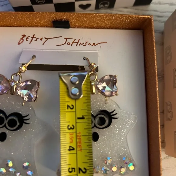 Betsey Johnson ghost earrings with pink bows - Picture 2 of 3
